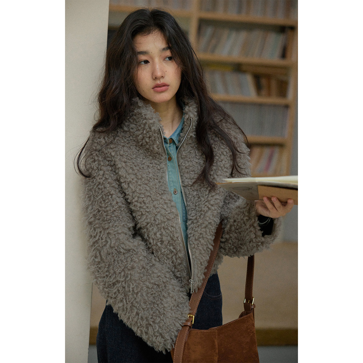 solighter 全羊毛立领短款圈圈毛外套女冬2025新款小个子毛毛外套,女装/女士精品,短外套,淘宝优惠券,粉丝福利购,淘宝优惠卷