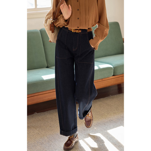 solighter环保不掉色茧型牛仔裤