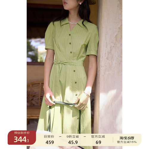 solighter法式不对称衬衫连衣裙