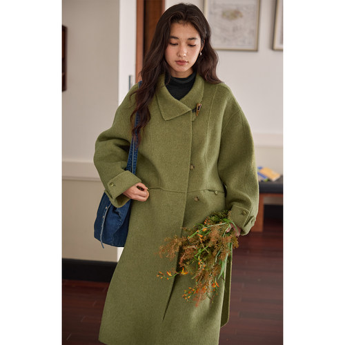 solighter立领骆驼绒双面呢大衣