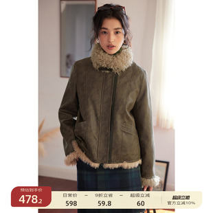 【10/7 20点新品9折】solighter 法式立领毛毛皮衣夹克外套女冬季