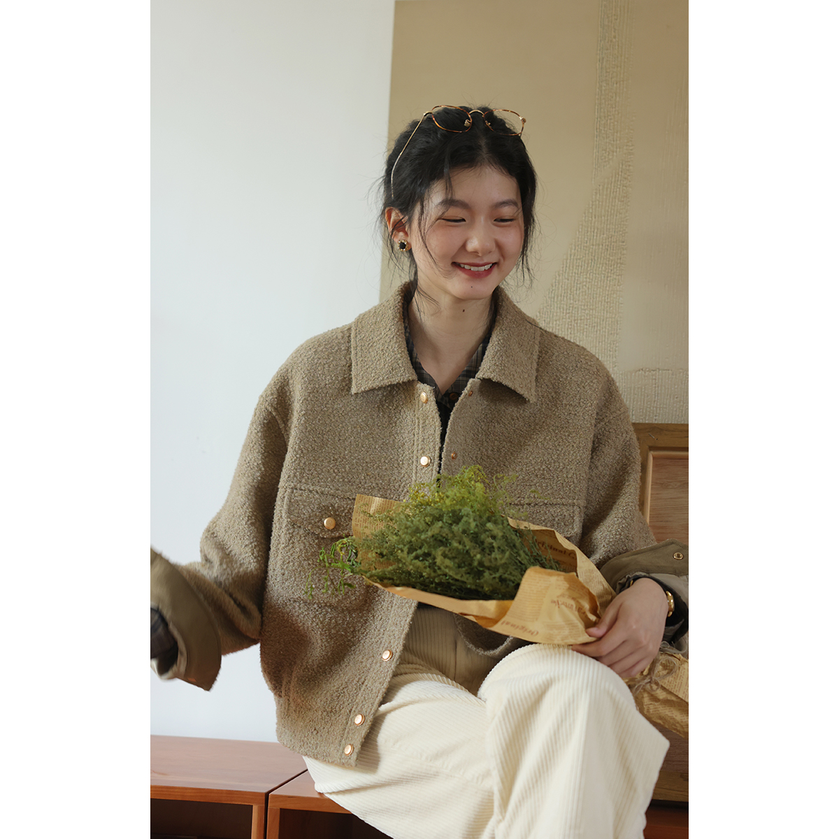 solighter法式复古毛呢短外套