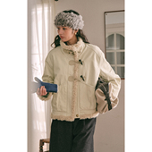 毛毛拼接立领短外套女秋冬2025新款 solighter 法式 小个子加绒外套