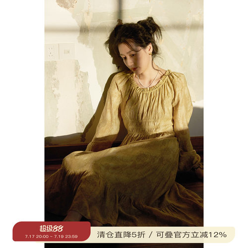solighter法式复古提花连衣裙