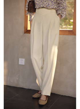 solighter法式复古宽松休闲裤子2024初秋新款气质高腰显瘦锥形裤