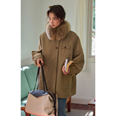 貉子毛领加厚外套女秋冬2025新款 solighter 法式 翻领加绒宽松外套