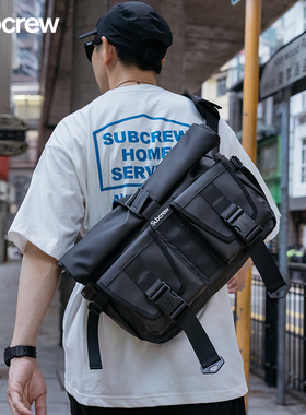 Subcrew潮流骑行通勤斜挎包男士机能单肩邮差包防水大容量电脑包