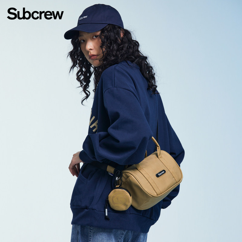 Subcrew潮牌通勤斜挎波士顿包