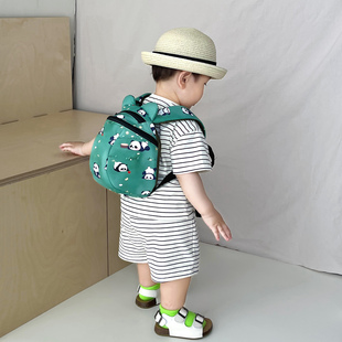 宝宝包包1 2岁牵引包可爱熊猫防走失背包3岁早教班托班小班小书包