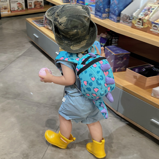 新款1岁2岁婴儿幼儿宝宝外出小背包爱心恐龙3岁早教可牵引小书包
