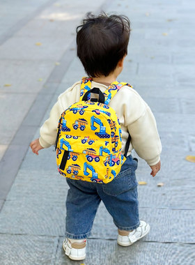 幼儿学步包1岁2岁牵引小背包工程车可爱卡通挖掘机小书包玩具包包