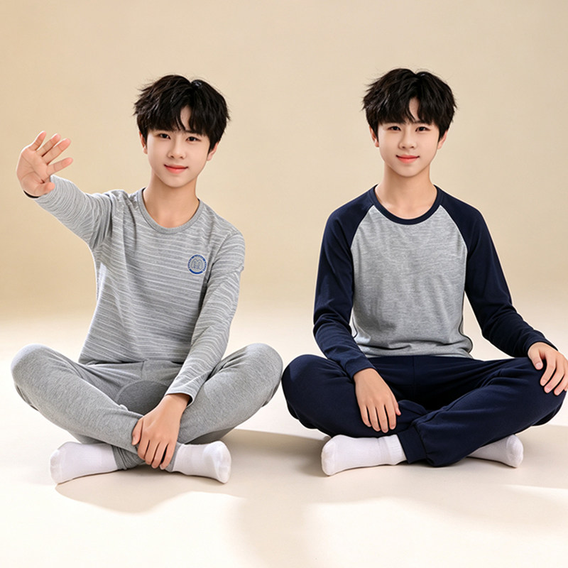 保暖内衣秋冬季秋衣秋裤男童圆领
