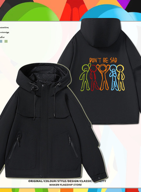 AlanBecker火柴人五人组周边连帽夹克男女学生春秋宽松外套潮衣服