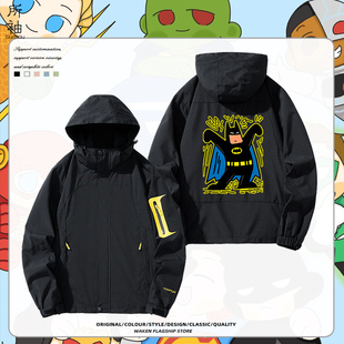 DC正义联盟涂鸦蝙蝠侠闪电侠超人周边夹克男女春秋宽松外套痛衣服