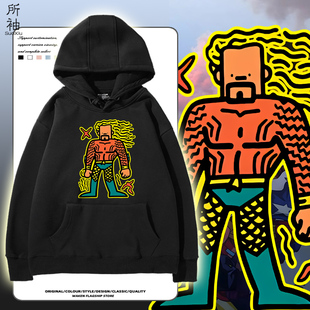 DC正义联盟涂鸦蝙蝠侠闪电侠超人周边连帽卫衣男女秋冬宽松痛衣服