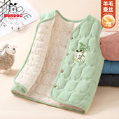 男童保暖背心内搭男孩绵羊毛冬装 巴布豆童装 儿童秋冬马甲2026新款