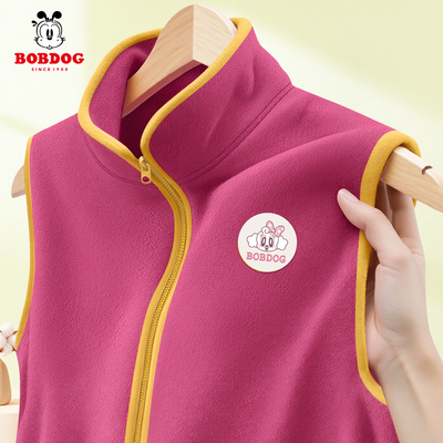 巴布豆童装女童摇粒绒马甲2025新款女孩保暖内搭背心儿童坎肩冬装