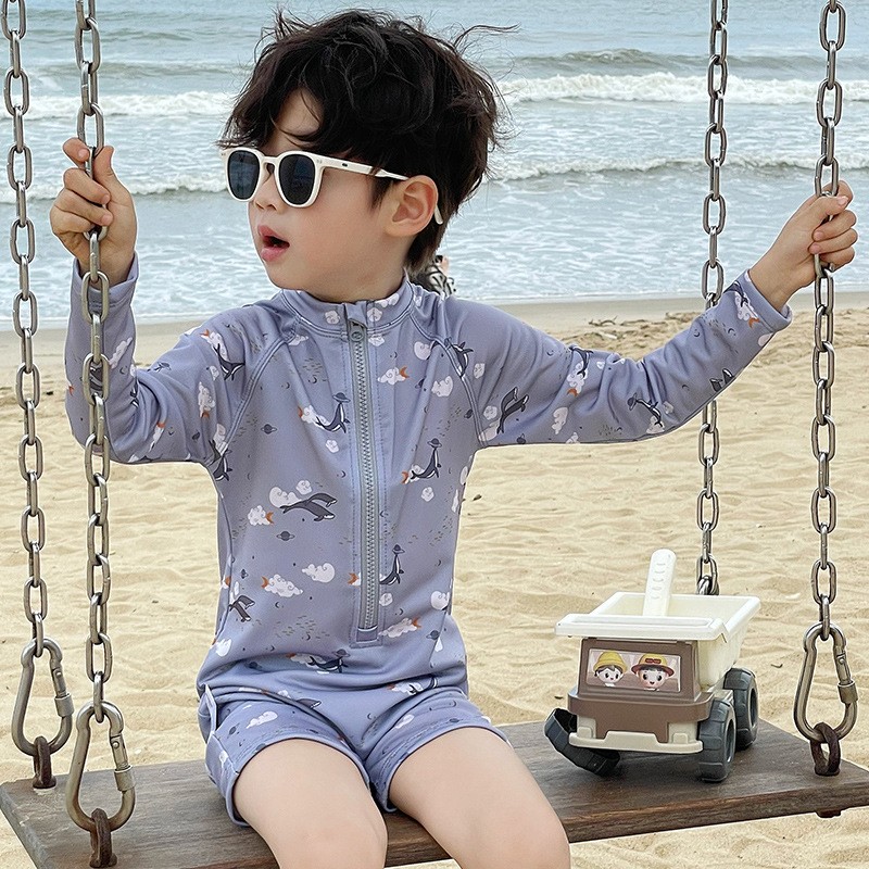 雏袖儿童连体卡通速干游泳衣