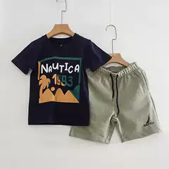 Boys' Short Sleeve T-Shirt and Shorts Set - Summer Cotton 2-Piece Outfit for Toddlers and Kids, Sportswear Casual