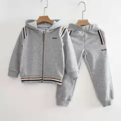 Children's Hooded Sweatshirt Set, Spring and Autumn Style, Boys and Girls Casual Wear, Sports Two-Piece Set, Pure Cotton Zipper Jacket