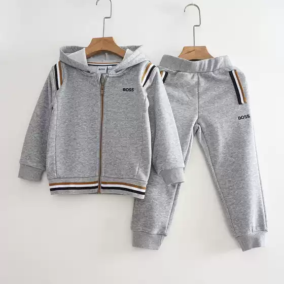 Children's Hooded Sweatshirt Set, Spring and Autumn Style, Boys and Girls Casual Wear, Sports Two-Piece Set, Pure Cotton Zipper Jacket