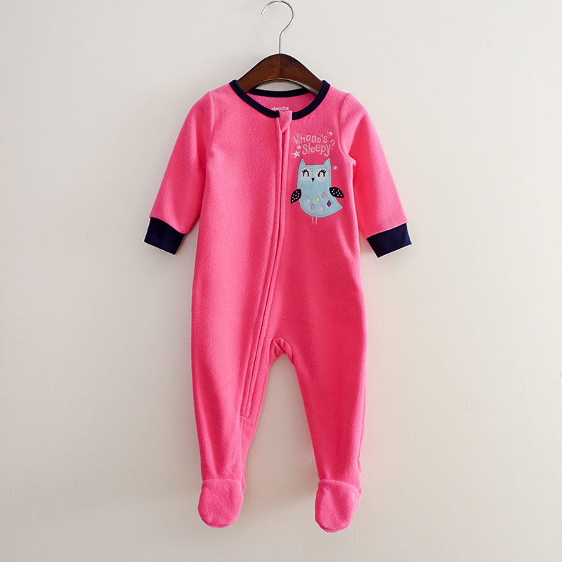 包脚拉链摇粒绒婴儿哈衣连体衣
