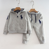 纯棉卫衣毛圈运动两件套 拉链连帽休闲外出服女童装 春款 男宝宝套装