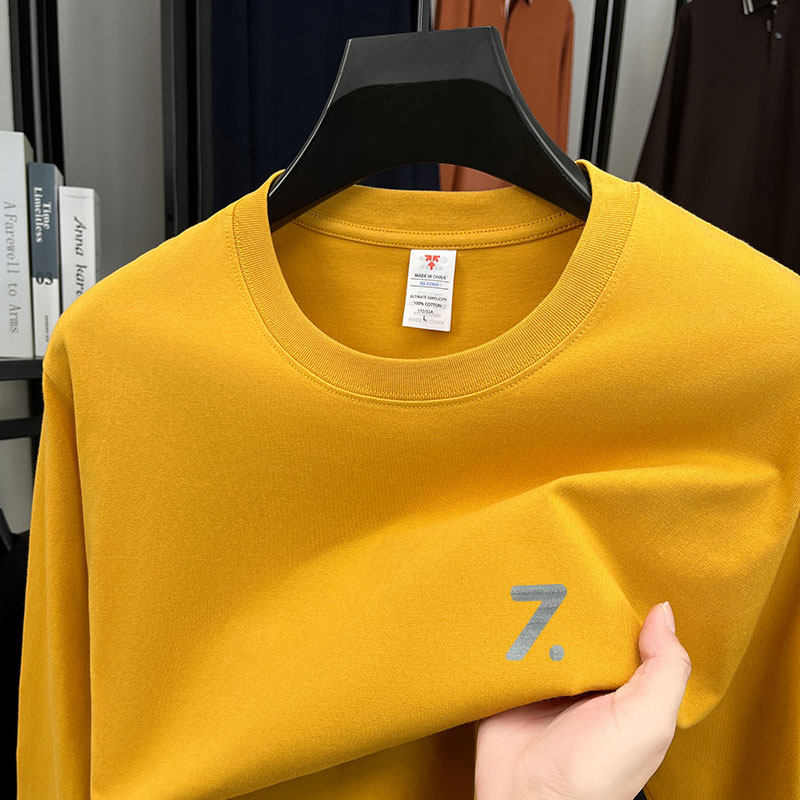 圆领卫衣男长袖春秋季薄款100%纯棉T恤男士休闲潮流内搭打底上衣