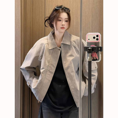 cleanfit机车风扎染皮衣外套