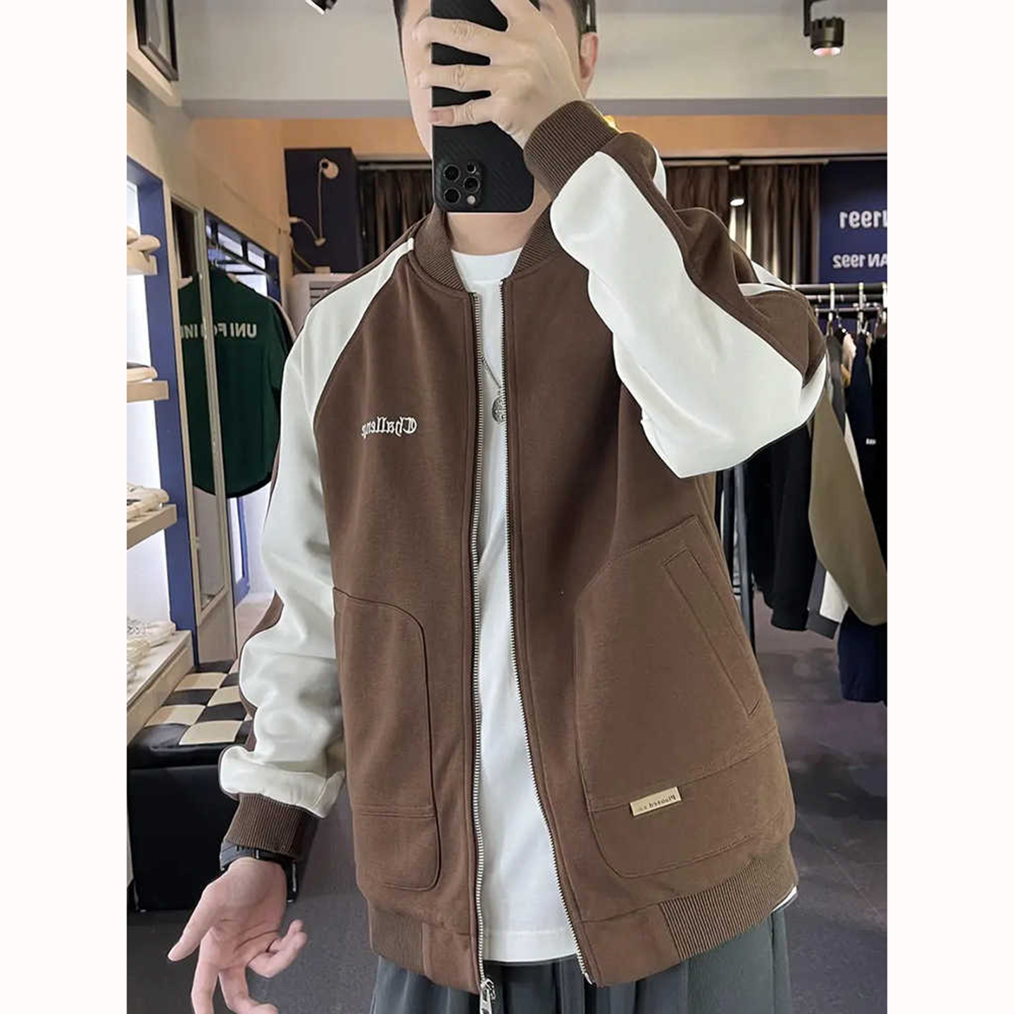 立领棒球服外套男春秋季新款韩版潮牌宽松男生机能夹克运动上衣服