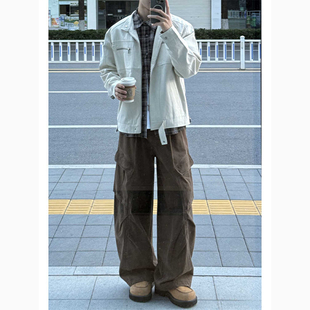 美式高街宽松休闲裤男美拉德大口袋工装裤子设计感痞帅阔腿裤长裤