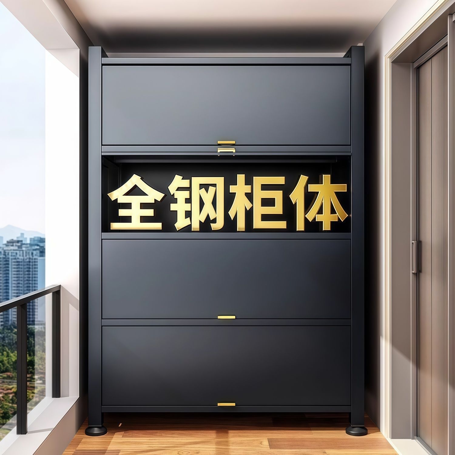 家用厨房置物架橱柜钢制多层加厚碗柜超厚储物柜微波炉收纳柜阳台