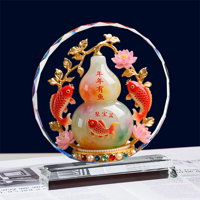 水晶葫芦摆件招财年年有余客厅玄关装饰品桌面摆设乔迁新居礼品