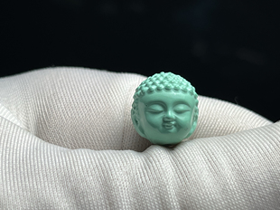 天然原矿绿松石宝宝佛头如来佛释迦摩尼吊坠背云侧挂配珠diy配饰