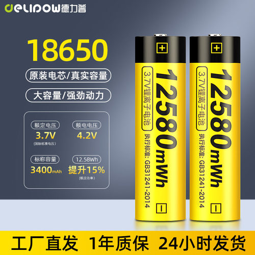 德力普18650锂电池12580m