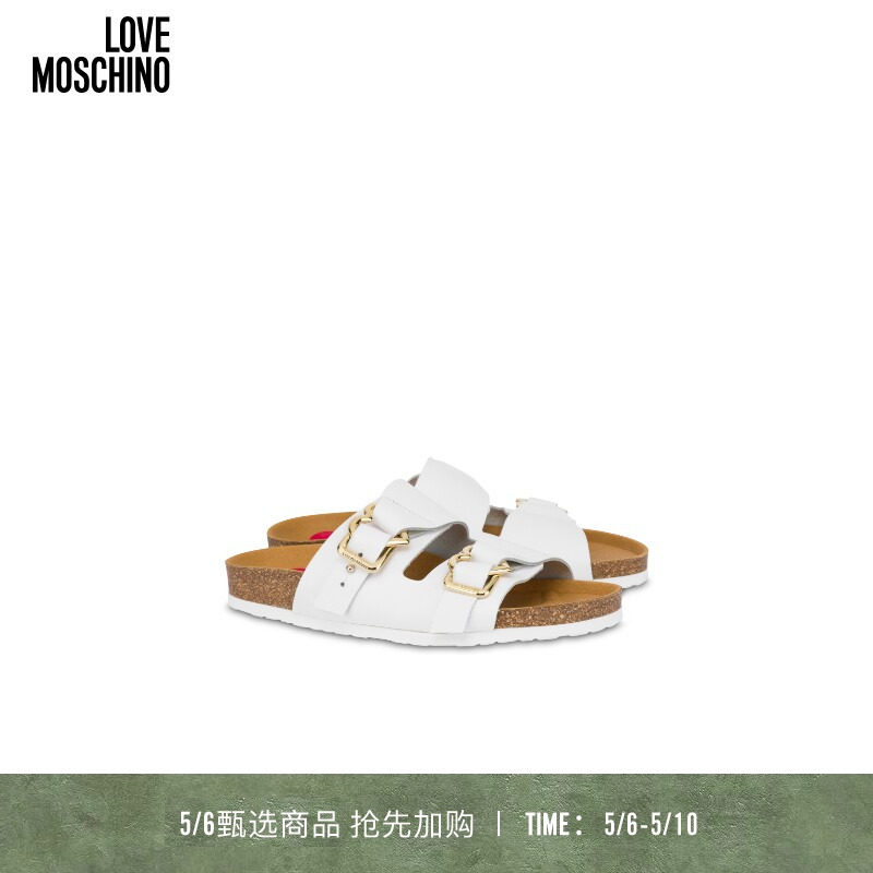 【特享倒计时】Love Moschino 25早春 女士双心扣小牛凉鞋