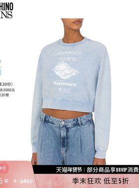 【礼物低至5折】M05CH1N0 JEANS 女士印花宽松棉质运动衫套头卫衣