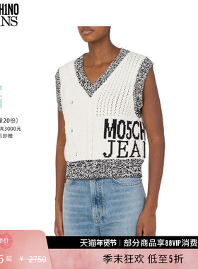 【礼物低至5折】M05CH1N0 JEANS  V领高腰针织衫无袖毛衣马甲