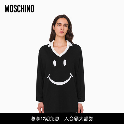 【圣诞礼物】Moschino/莫斯奇诺 26早春 女士Smiley®美利奴羊毛衫