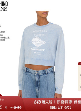 【惊喜特惠】M05CH1N0 JEANS 女士印花宽松棉质运动衫套头卫衣