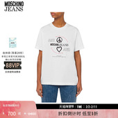 特享倒计时 M05CH1N0 JEANS 女士全棉简约Peace Love T恤