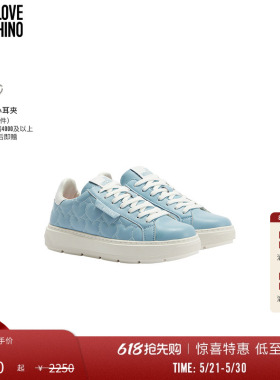 【惊喜特惠】Love Moschino心形图案装饰厚底运动鞋系带平底鞋