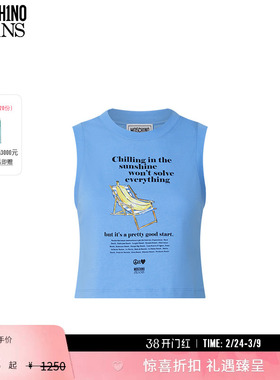 【礼物】M05CH1N0 JEANS  女士泽西风海报图案印花无袖T恤