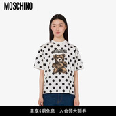 莫斯奇诺 Moschino 女士波点泰迪熊印花T恤 礼物