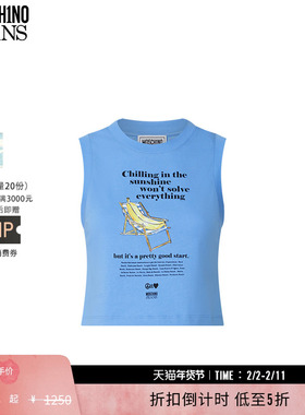 【特享倒计时】M05CH1N0 JEANS  女士泽西风海报图案印花无袖T恤