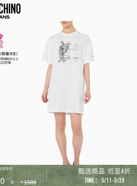 【同价618】Moschino Jeans  女士印花棉质连衣裙圆领T恤裙
