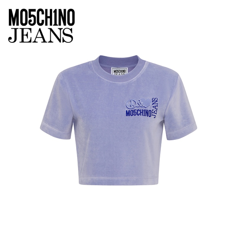 M05CH1N0 JEANS  女士Peace & Love纯色短款T恤
