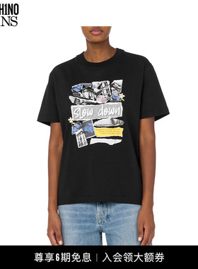 【礼物】M05CH1N0 JEANS 25早春 女士朋克图案棉质针织T恤