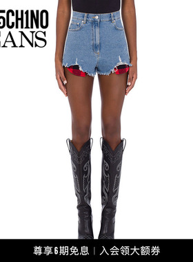 【礼物】M05CH1N0 JEANS  女士Check Details蓝色牛仔短裤