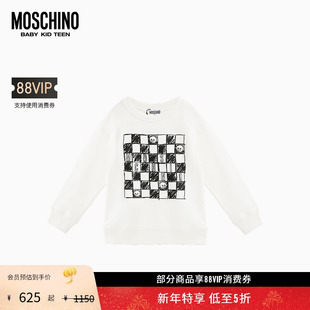 莫斯奇诺 Moschino 儿童格纹泰迪熊印花卫衣 新年特享5折起